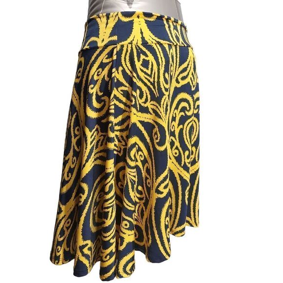 LuLaRoe Girls Navy Blue Yellow Swing Skirt Size 12 - Picture 2 of 3